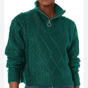 BCBGeneration Teal Quarterzip Cable Knit Sweater  Size‎ Medium